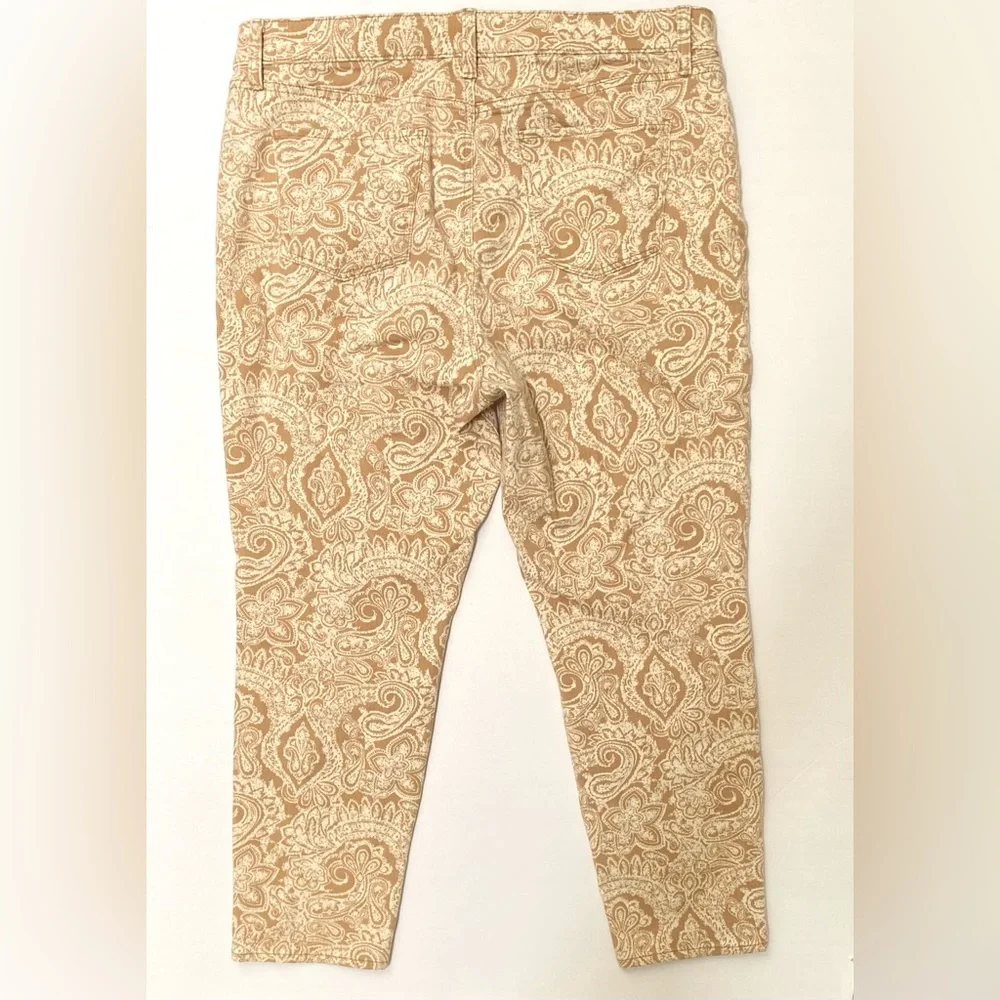 Talbots Beige Paisley-Print Slim Ankle 5 Pocket Jeans 16P